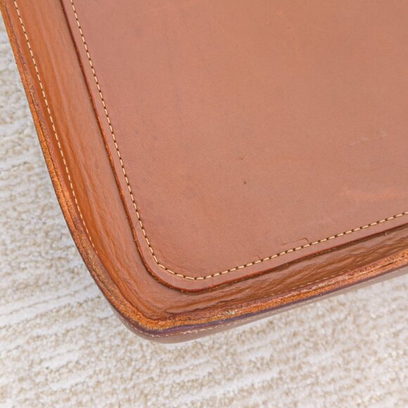 Oversized Hand-Stitched Veg-Tan Leather Tote (16” × 12.5” × 4.5”) - Picture 8 of 14